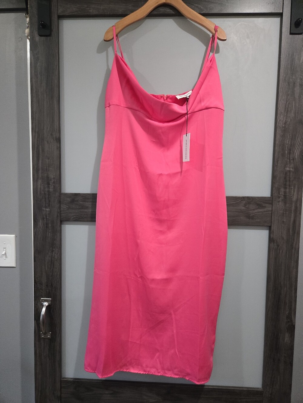 NWT WeWoreWhat Charmeuse Cowl Midi slip Dress Hot Pink Size 14